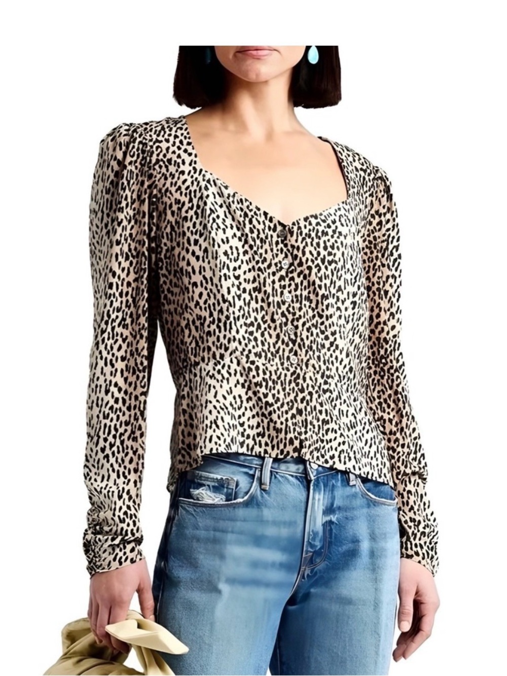 FRAME silk leopard blouse
